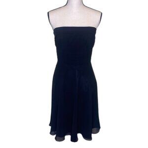 White House Black Market Strapless Black Lined Dress w/Ruched Bodice Size 4